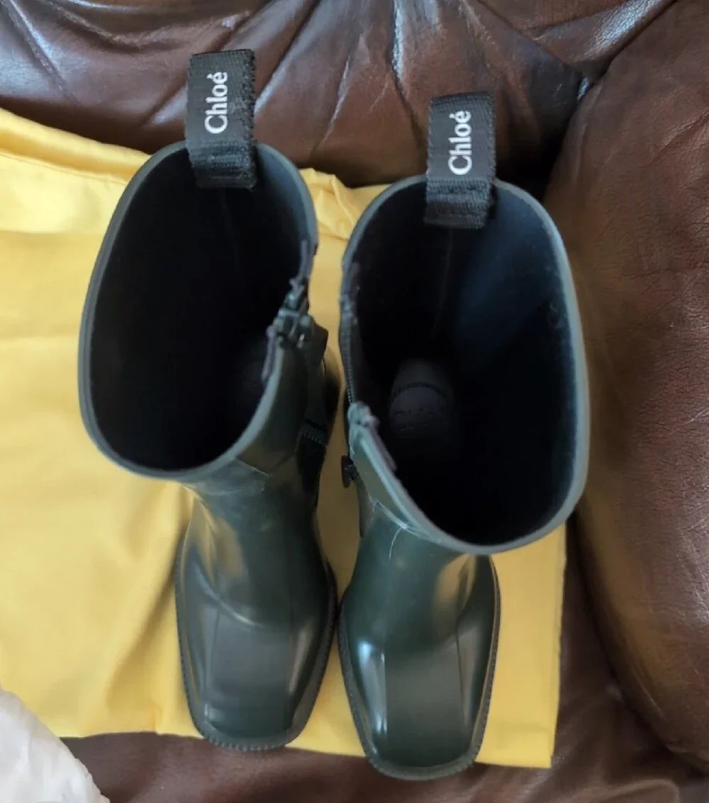 CHLOE Women's Forest Green Chunky Rain Boots